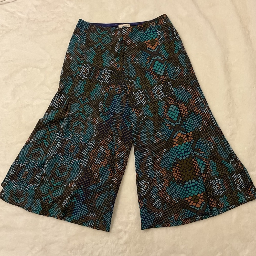 Anthropologie Womens 4 Essential Culotte Wide Leg Cropped Pants Geometric Print - Picture 2 of 5